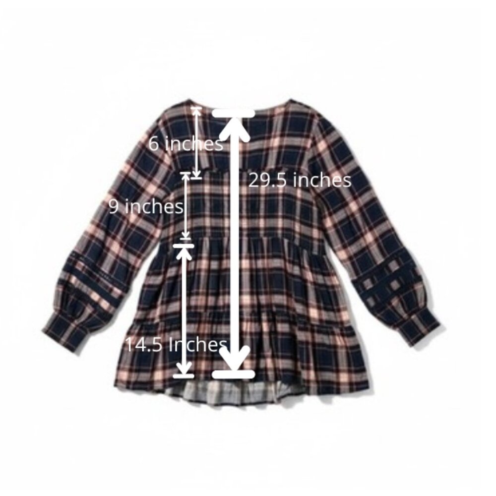 EUC Torrid Babydoll w/ Lace Insert Smocked Tiered Top Blue/Pink Plaid SZ4 ( 26) - Picture 8 of 8